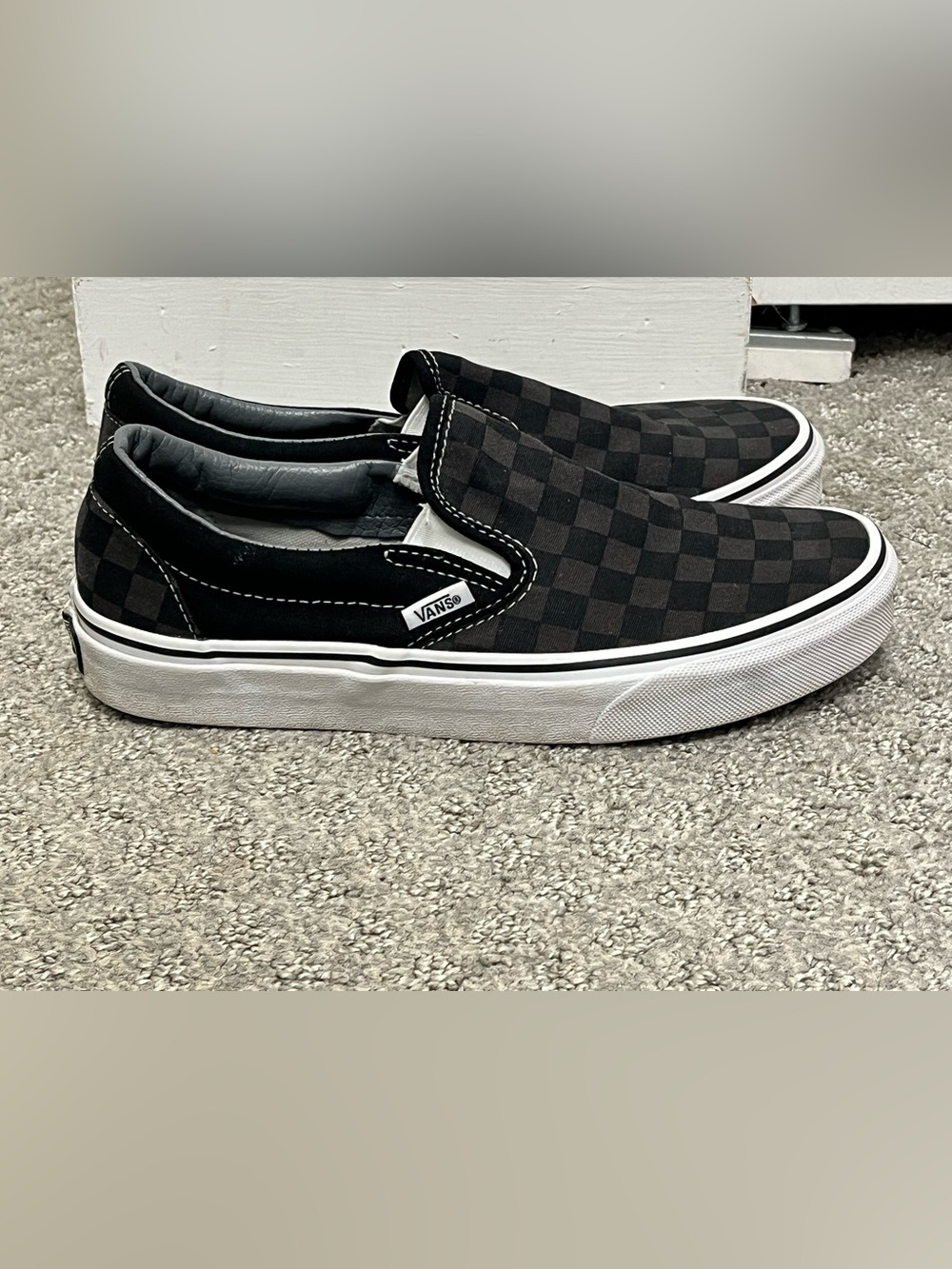 RARE🔥 VANS Slip On Gray Black Checkerboard Racing Flag Sz 8 Women’s 6.5 Men - Picture 4 of 7